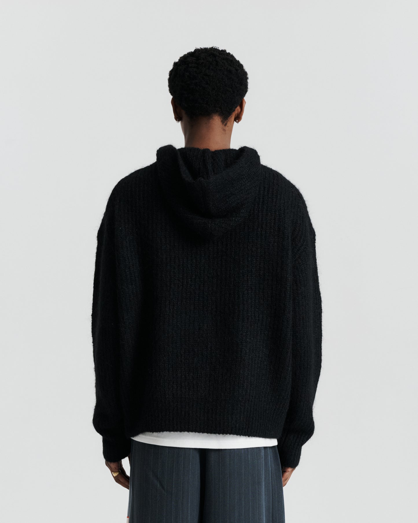 Mohair Knit Hood - Black
