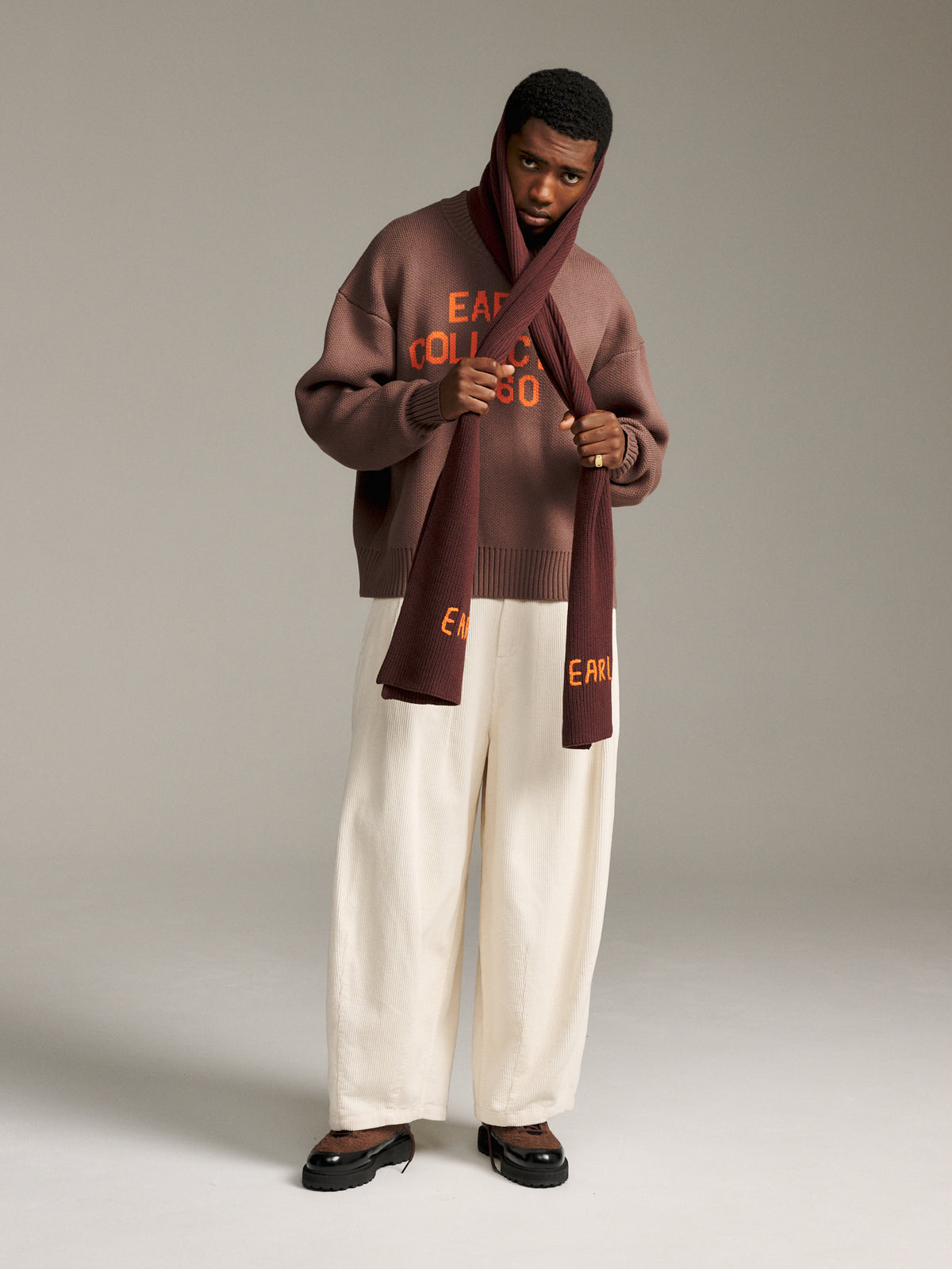 Sleek Knit Scarf - Brown/Orange