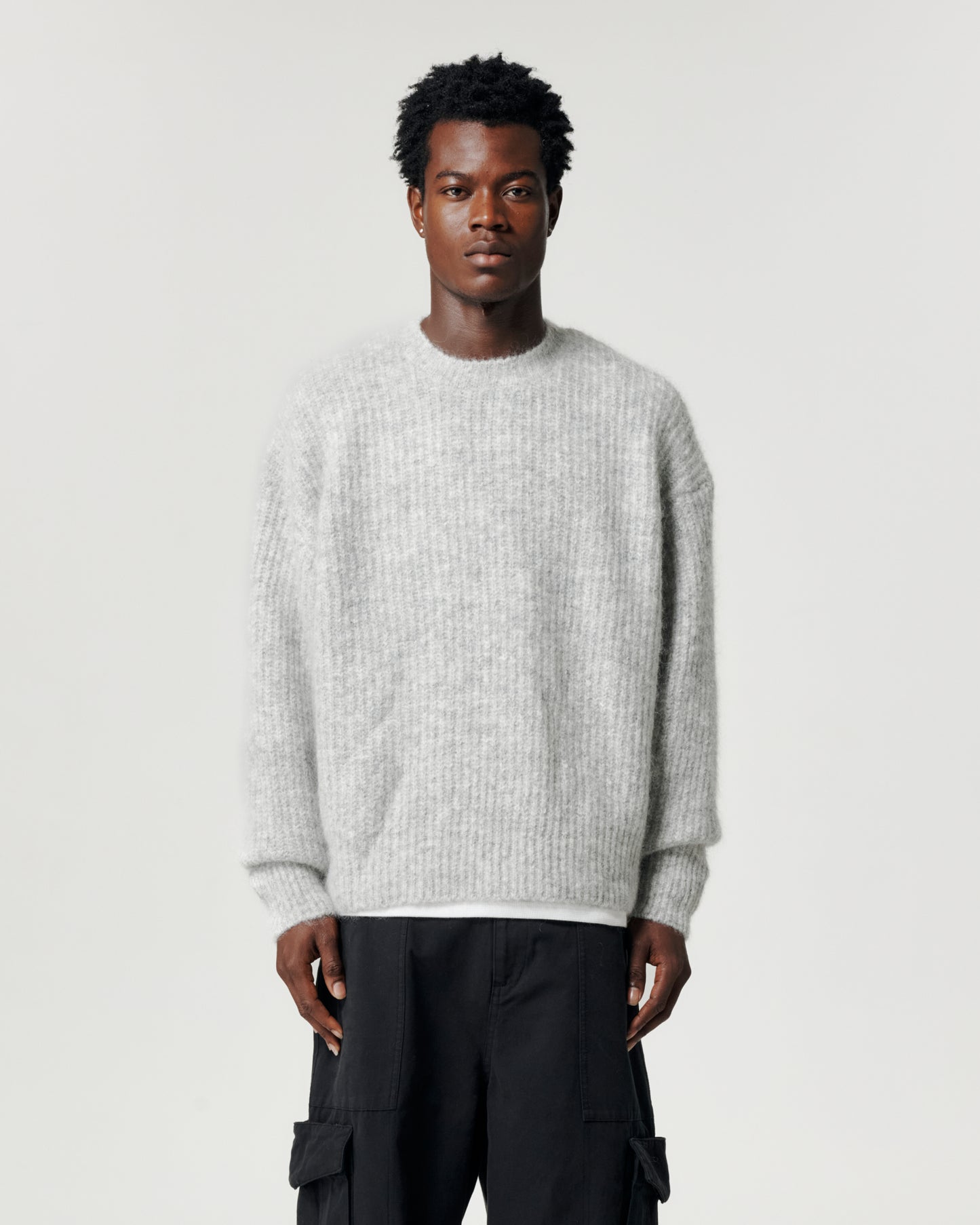 Mohair Knit Crew - Frost Marle