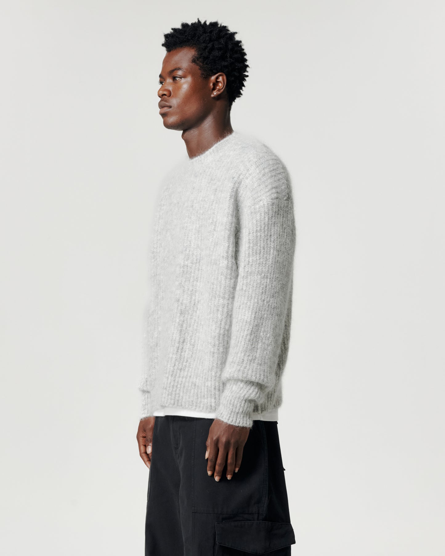Mohair Knit Crew - Frost Marle