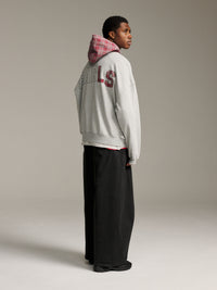 Contrast Zip Hood - Grey Marle