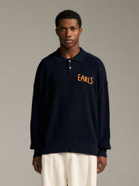 Solid Knit Polo - Navy