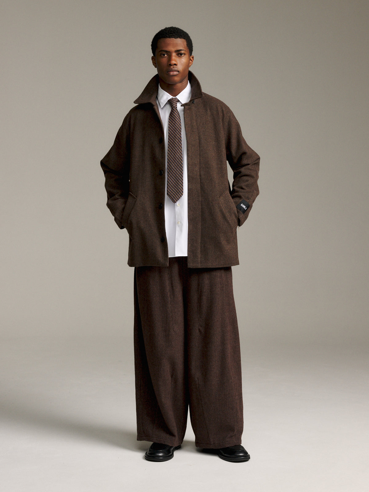 Tweed Overcoat - Deep Brown