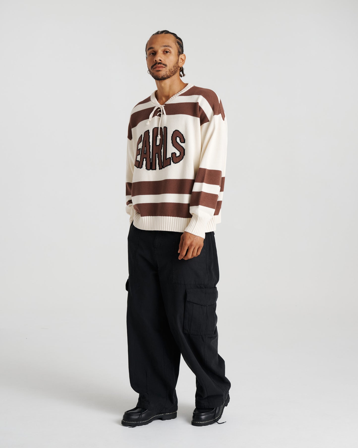 Hockey Knit - Cream/Brown