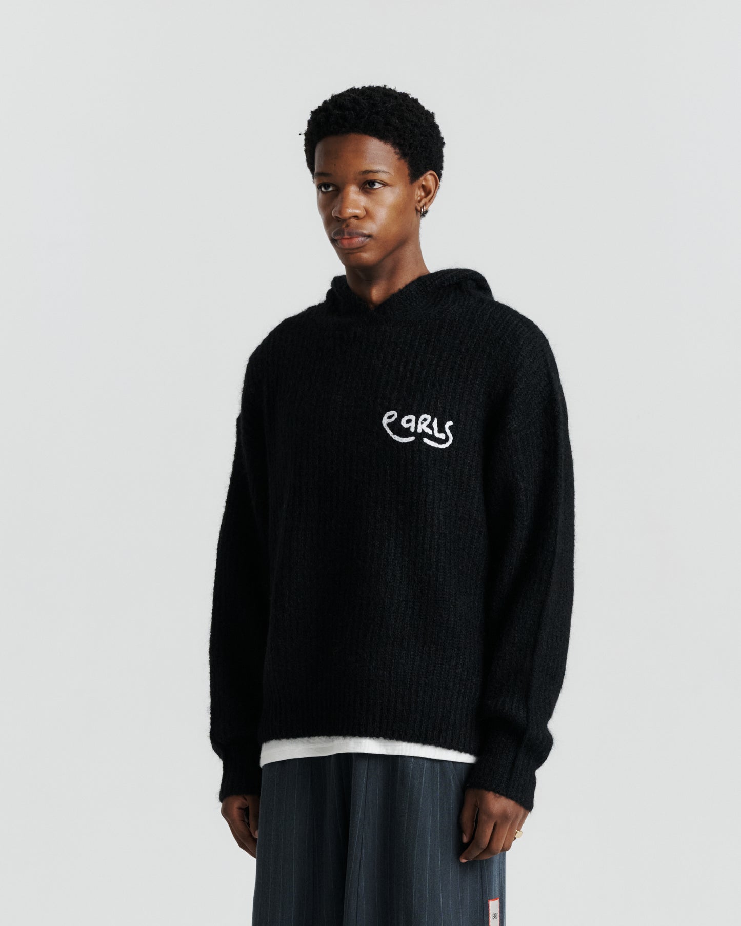 Mohair Knit Hood - Black