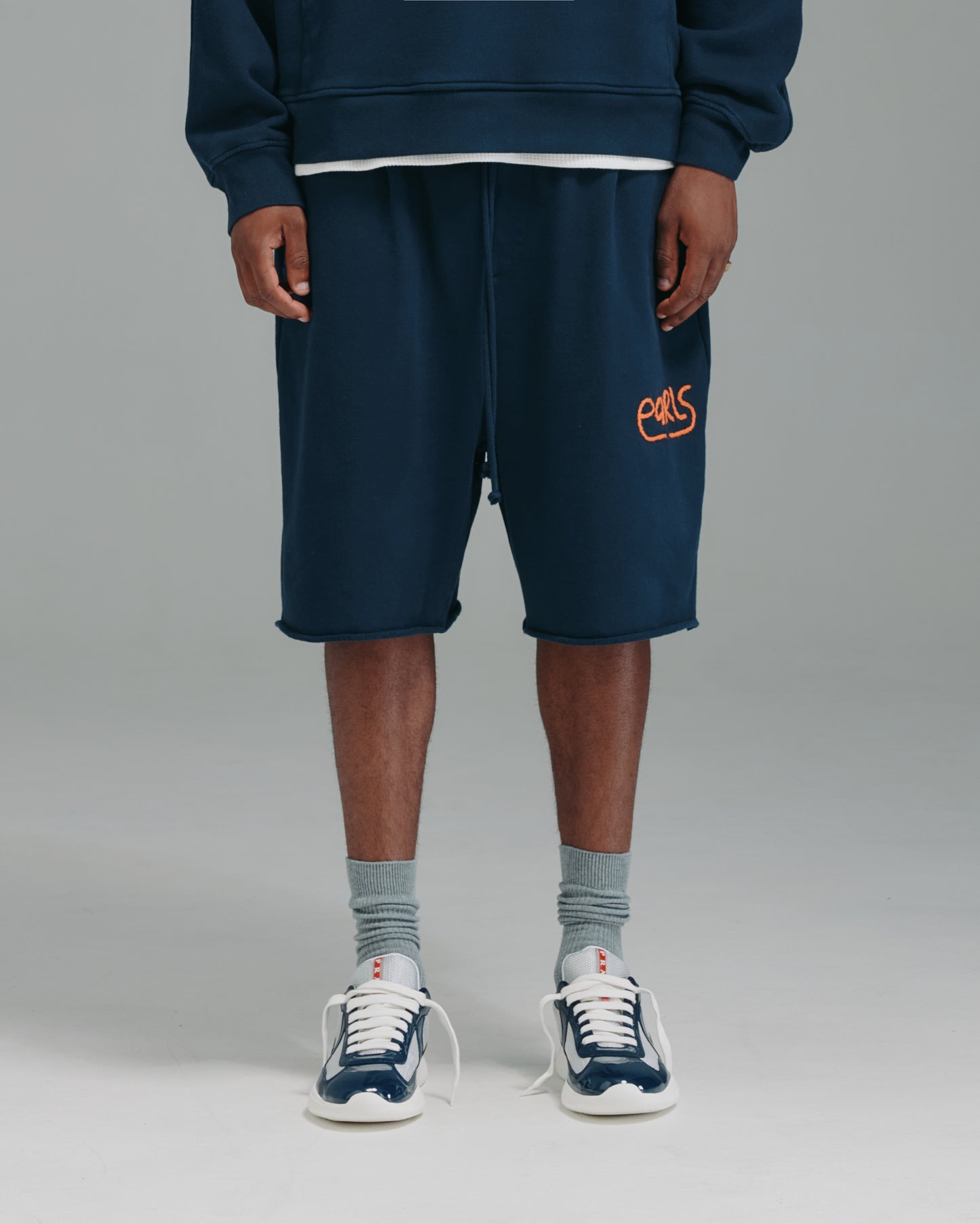 Thick Stitch Short - Navy/Orange