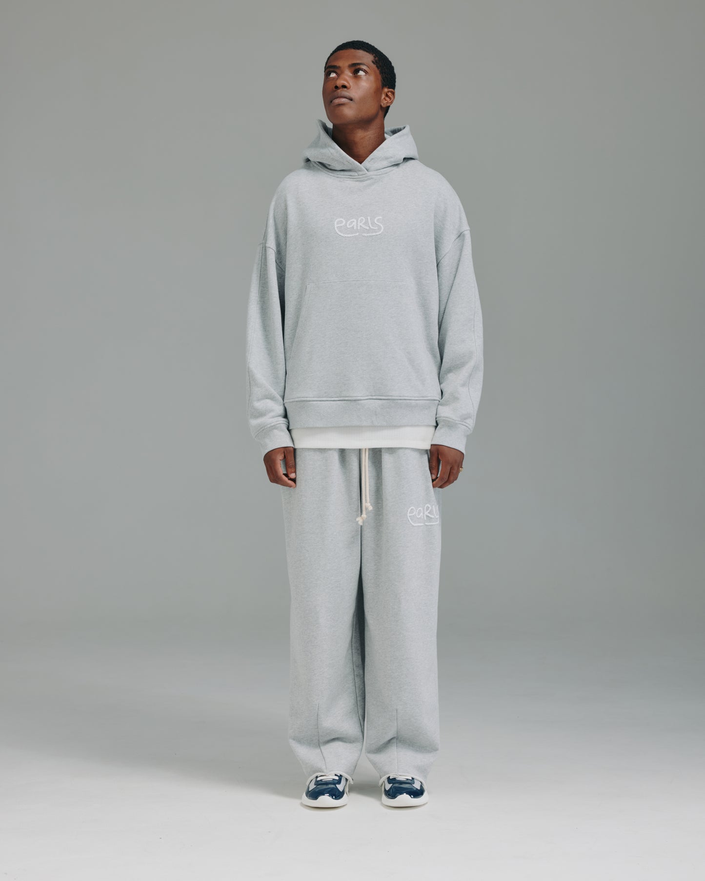 Thick Stitch Hood - Grey/White