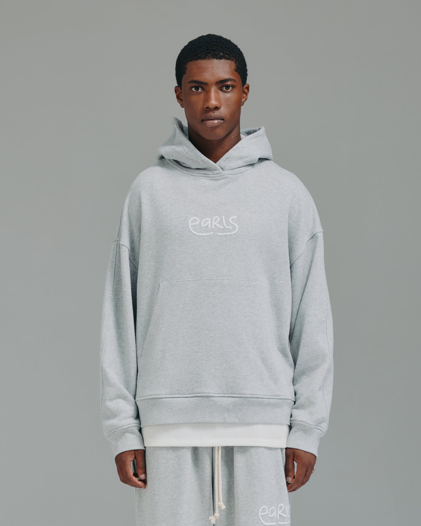 Thick Stitch Hood - Grey/White