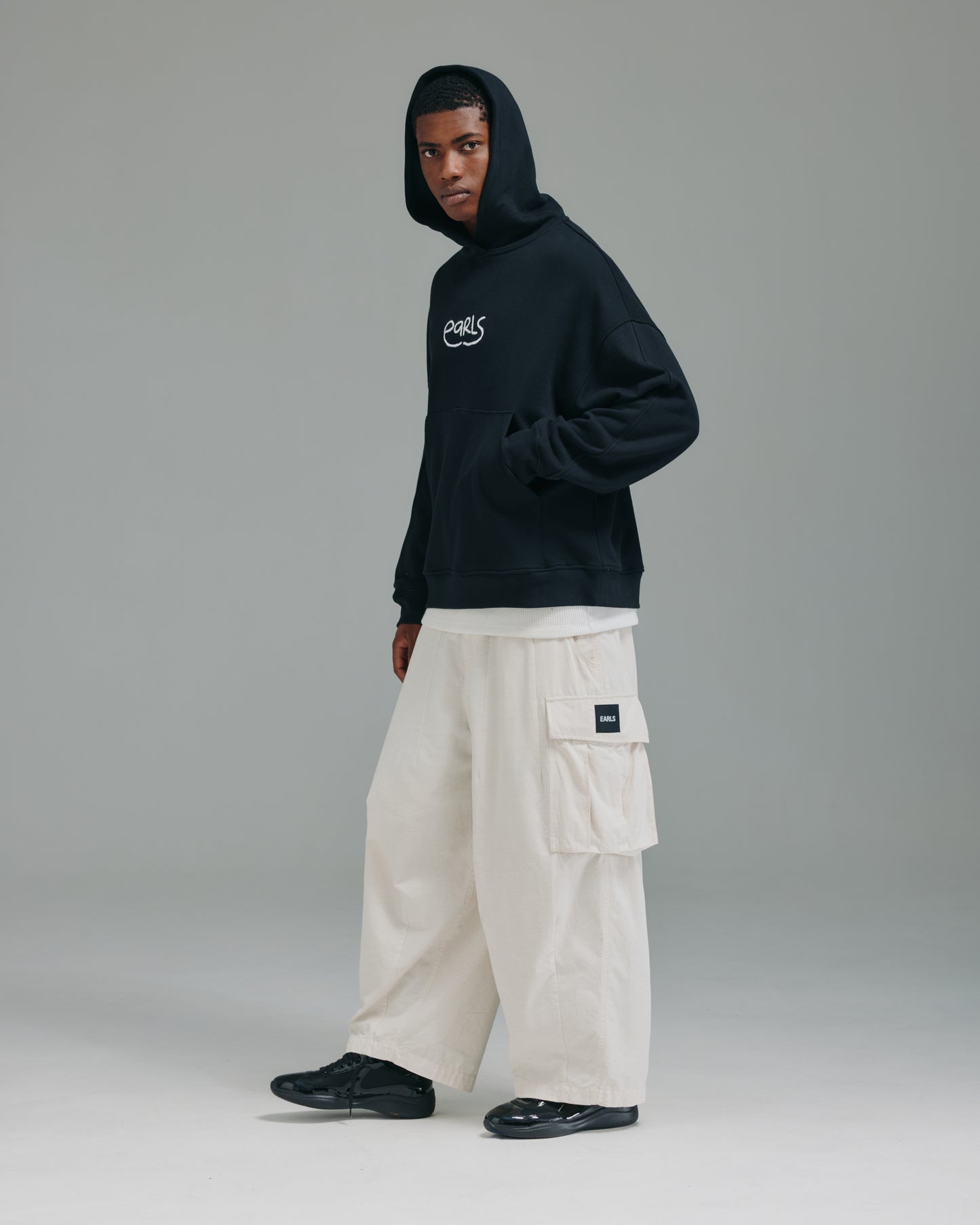 Thick Stitch Hood - Black/White