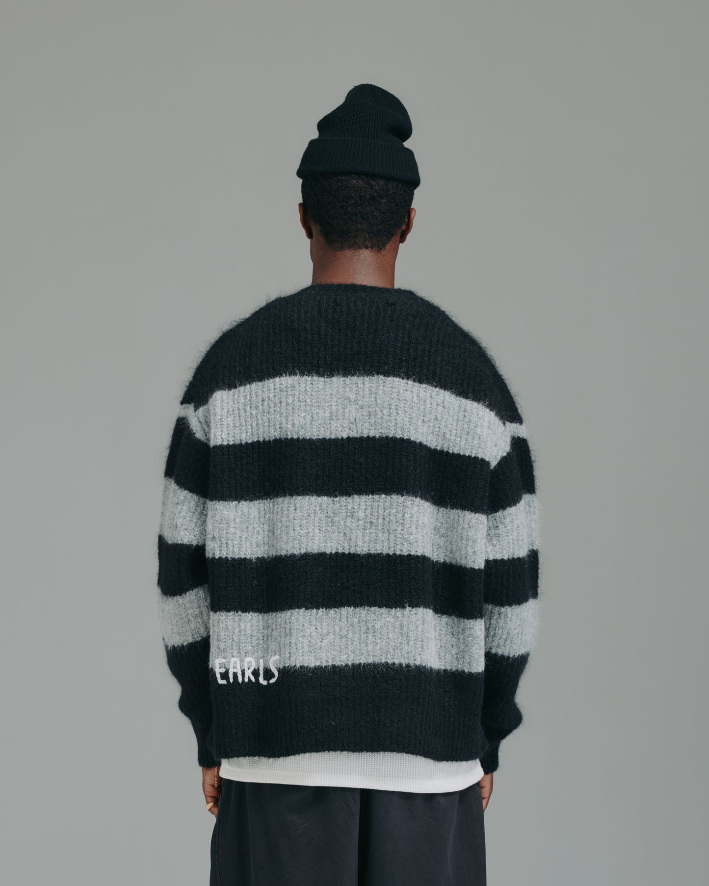 Stripe Mohair Knit - Black/Grey Marle