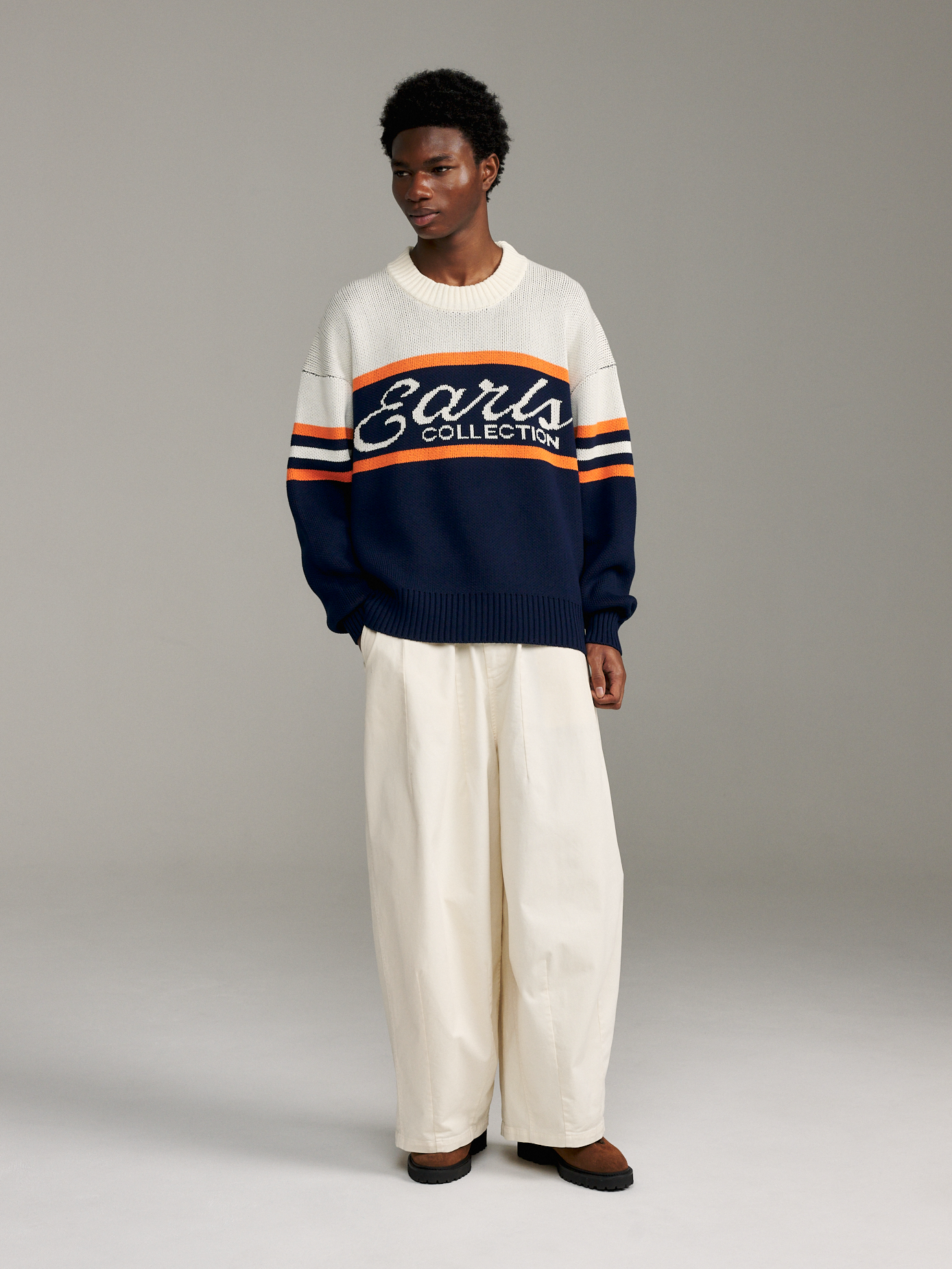 Sideline Intarsia - Navy/Orange