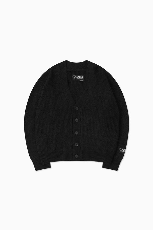Mohair Cableknit Cardigan - Black