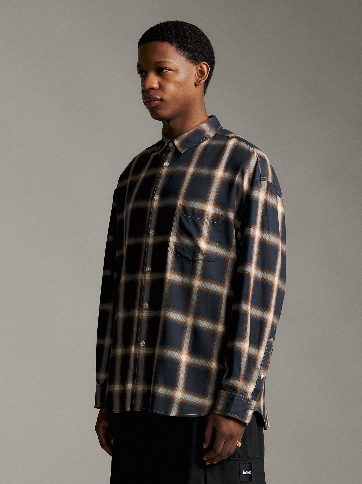 Ombre Check Shirt - Navy
