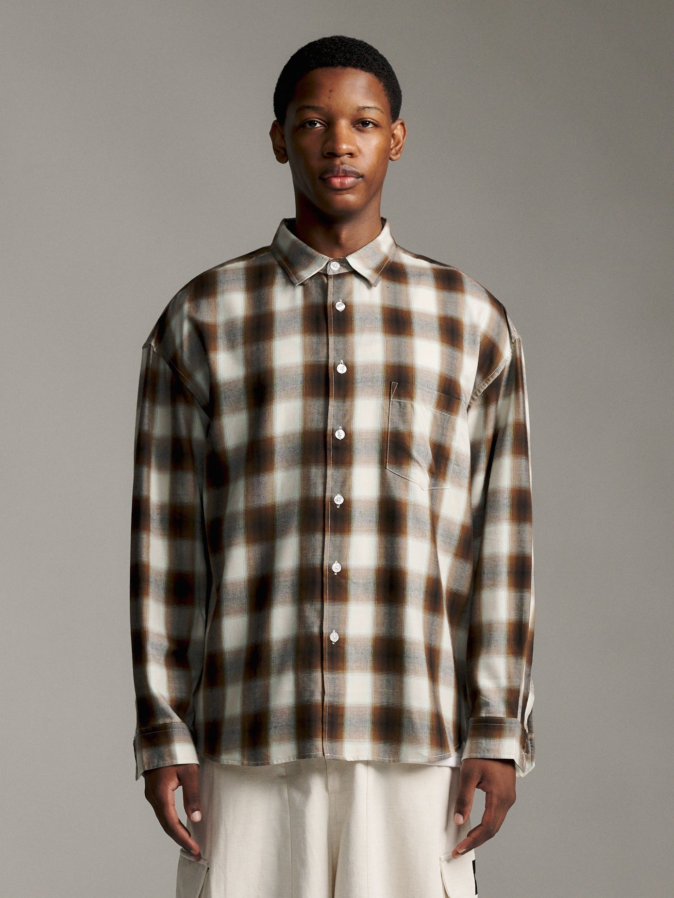 Ombre Check Shirt - Brown/Teal