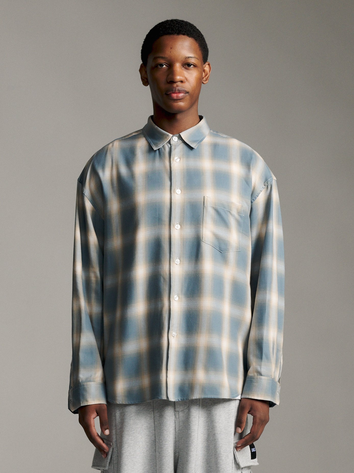 Ombre Check Shirt - Stone Blue