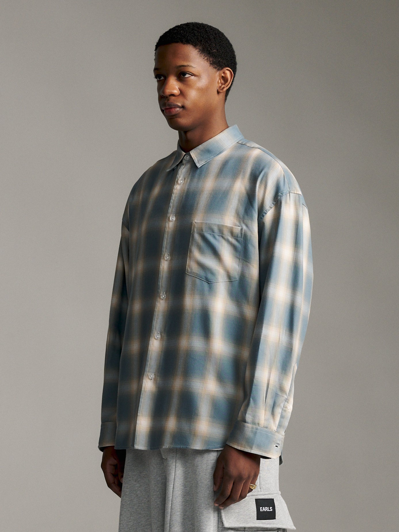 Ombre Check Shirt - Stone Blue