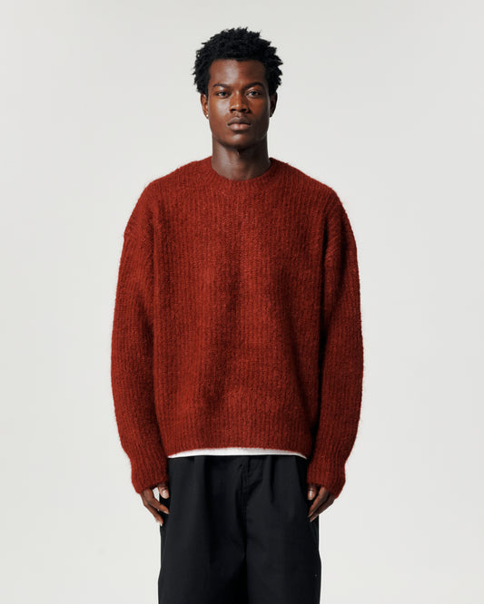 Mohair Knit Crew - Burgundy