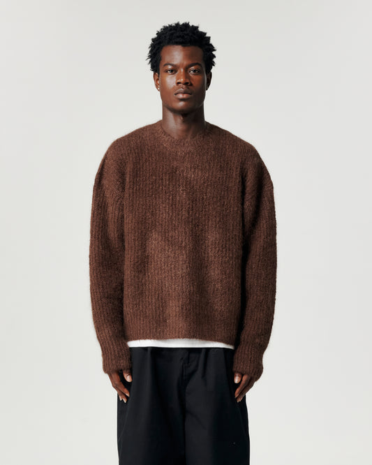 Mohair Knit Crew - Brown