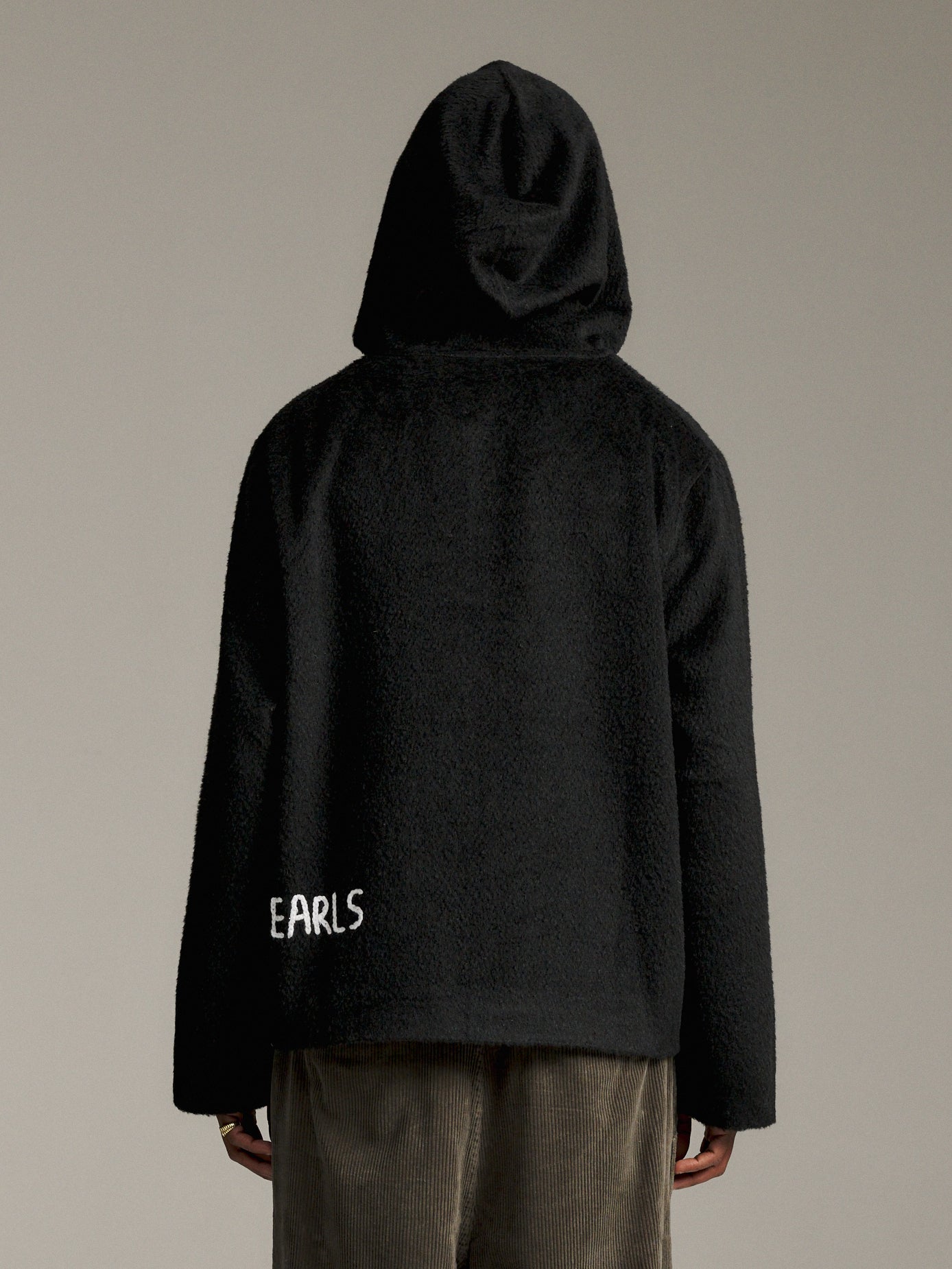 Furry Zip Hood - Black
