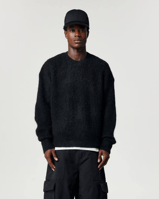 Mohair Knit Crew - Black