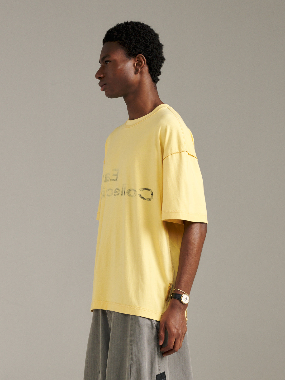 Reverse Logo Tee - Pale Yellow