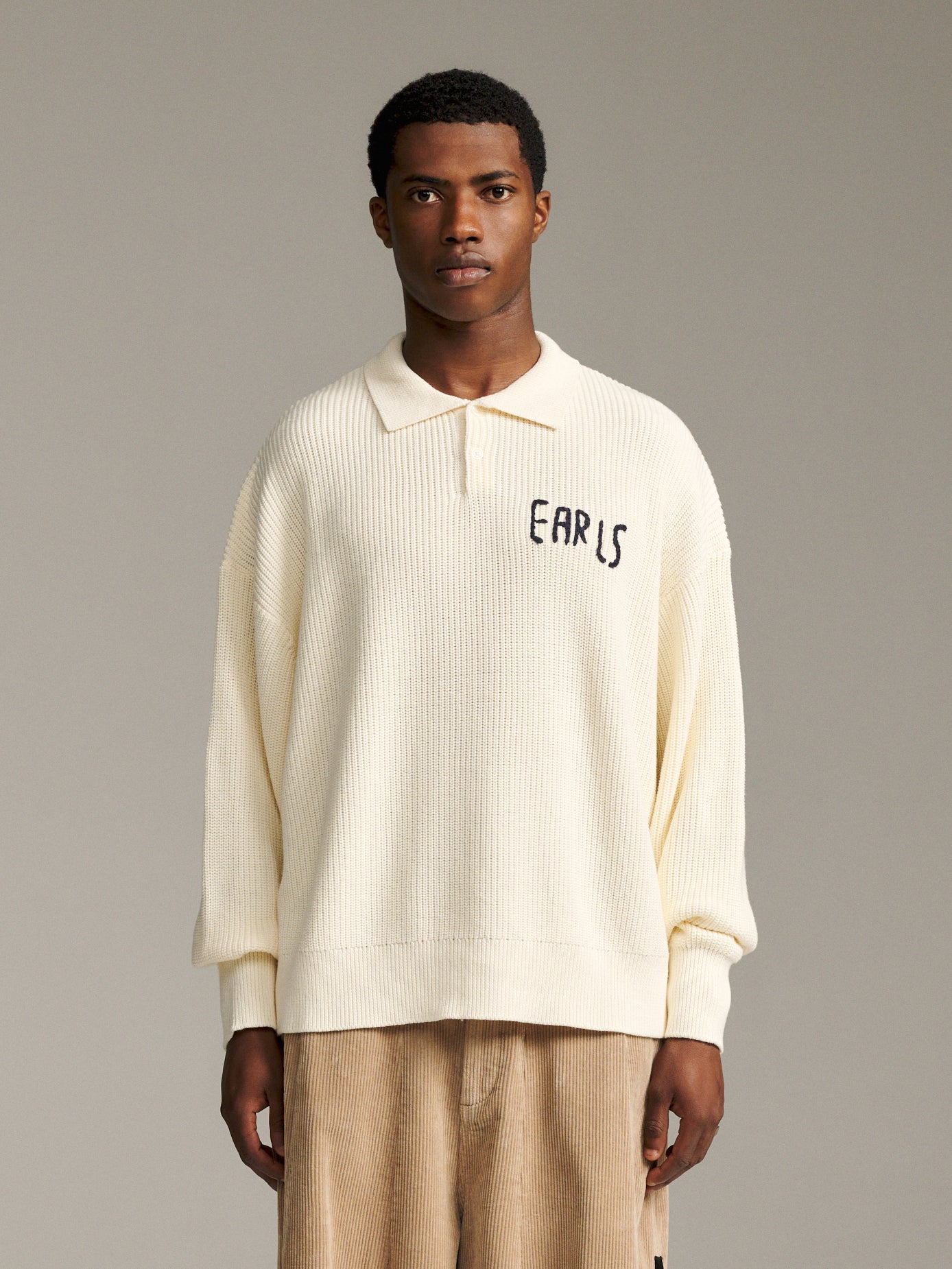 Solid Knit Polo - Cream