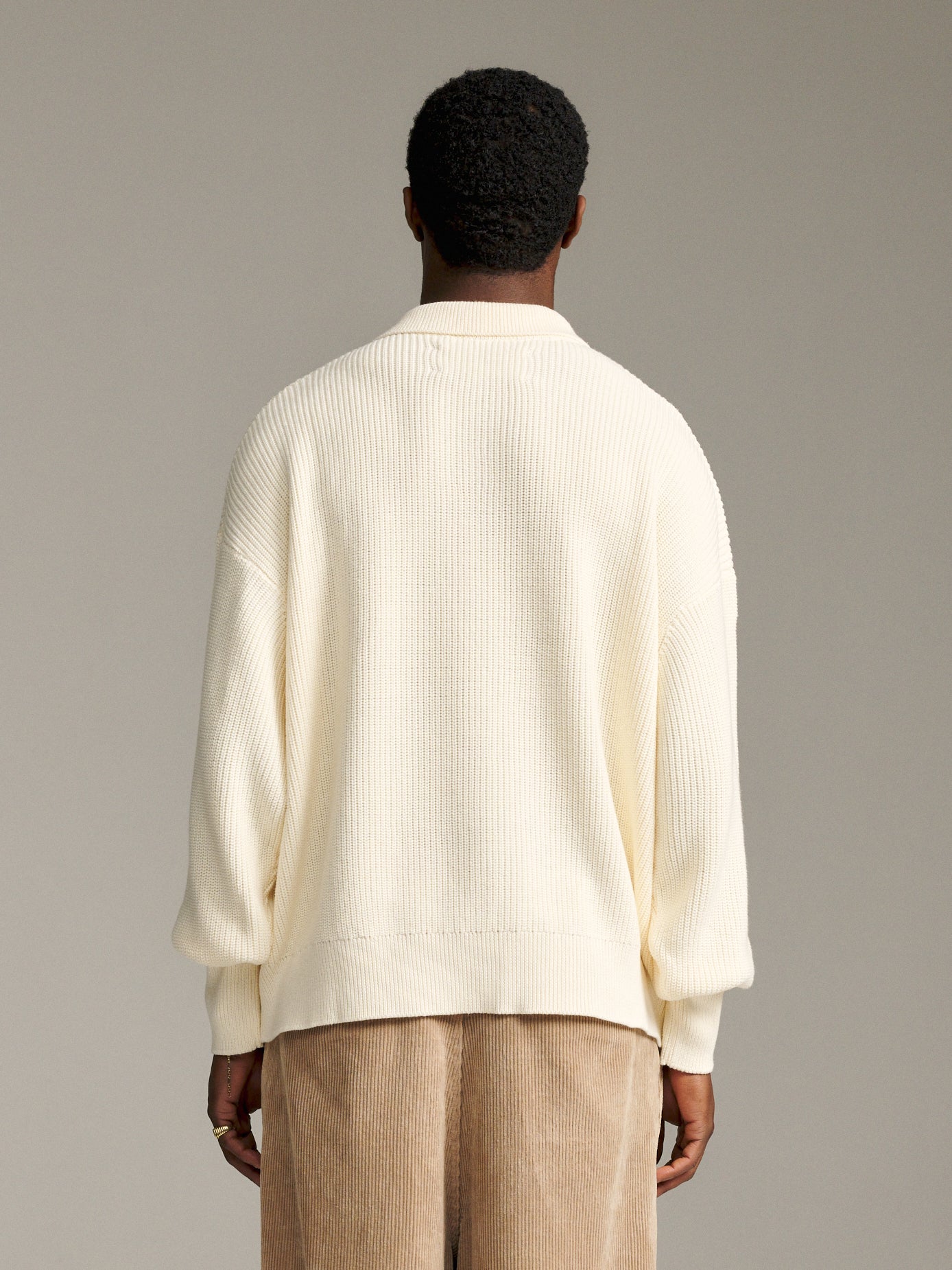 Solid Knit Polo - Cream