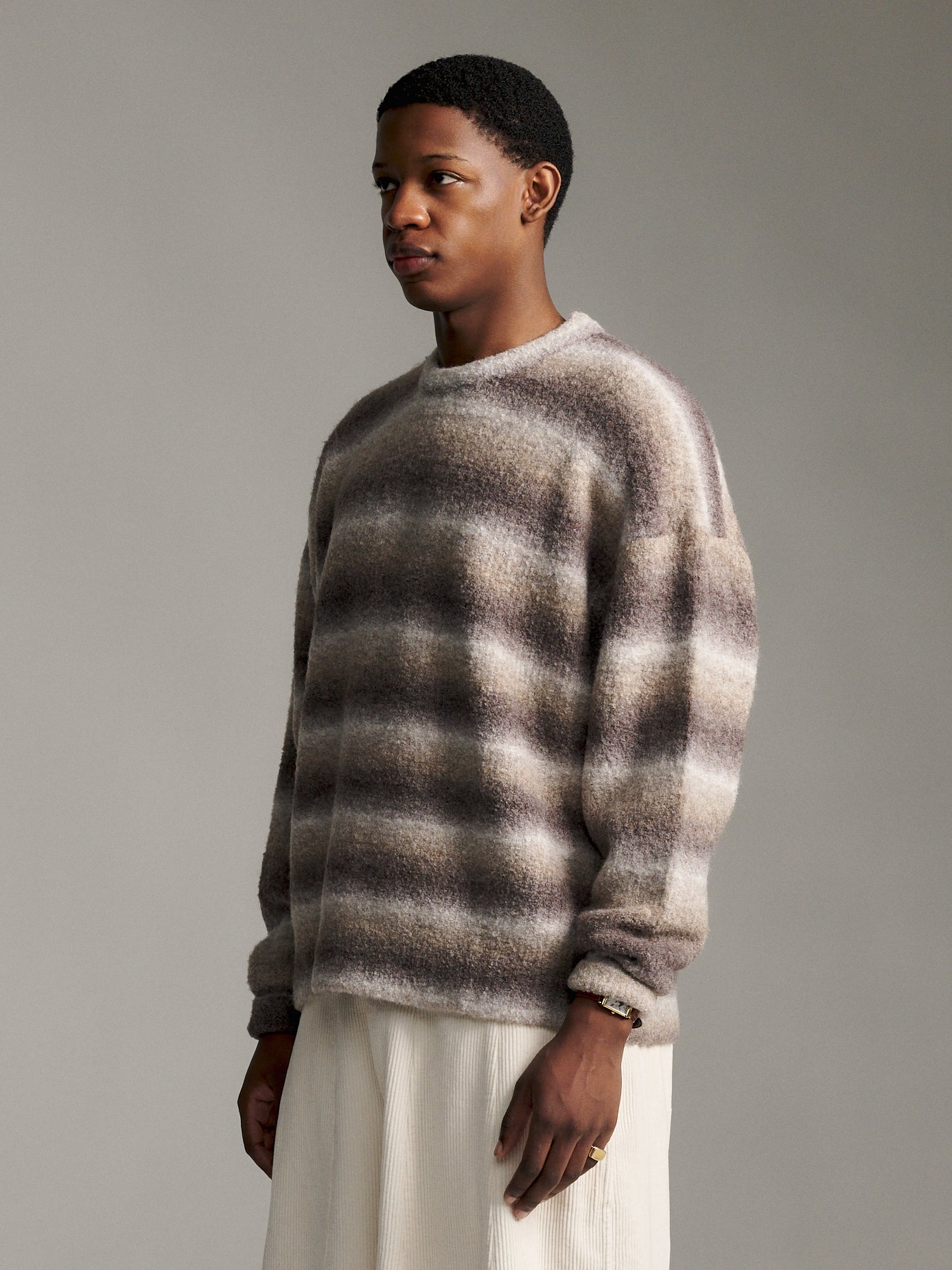 Ombre Knit Crew - Brown
