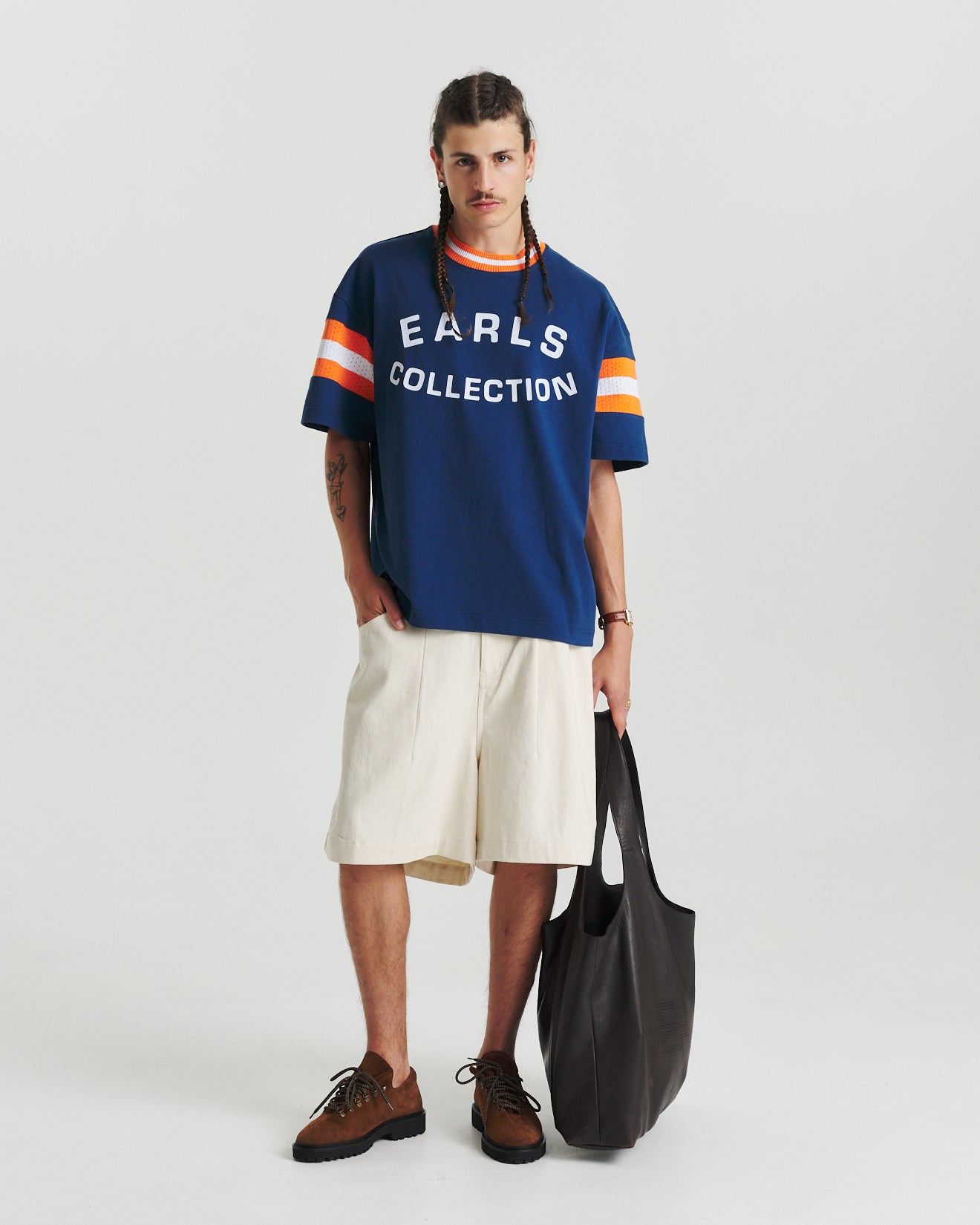 Knit Panel Tee - Blue