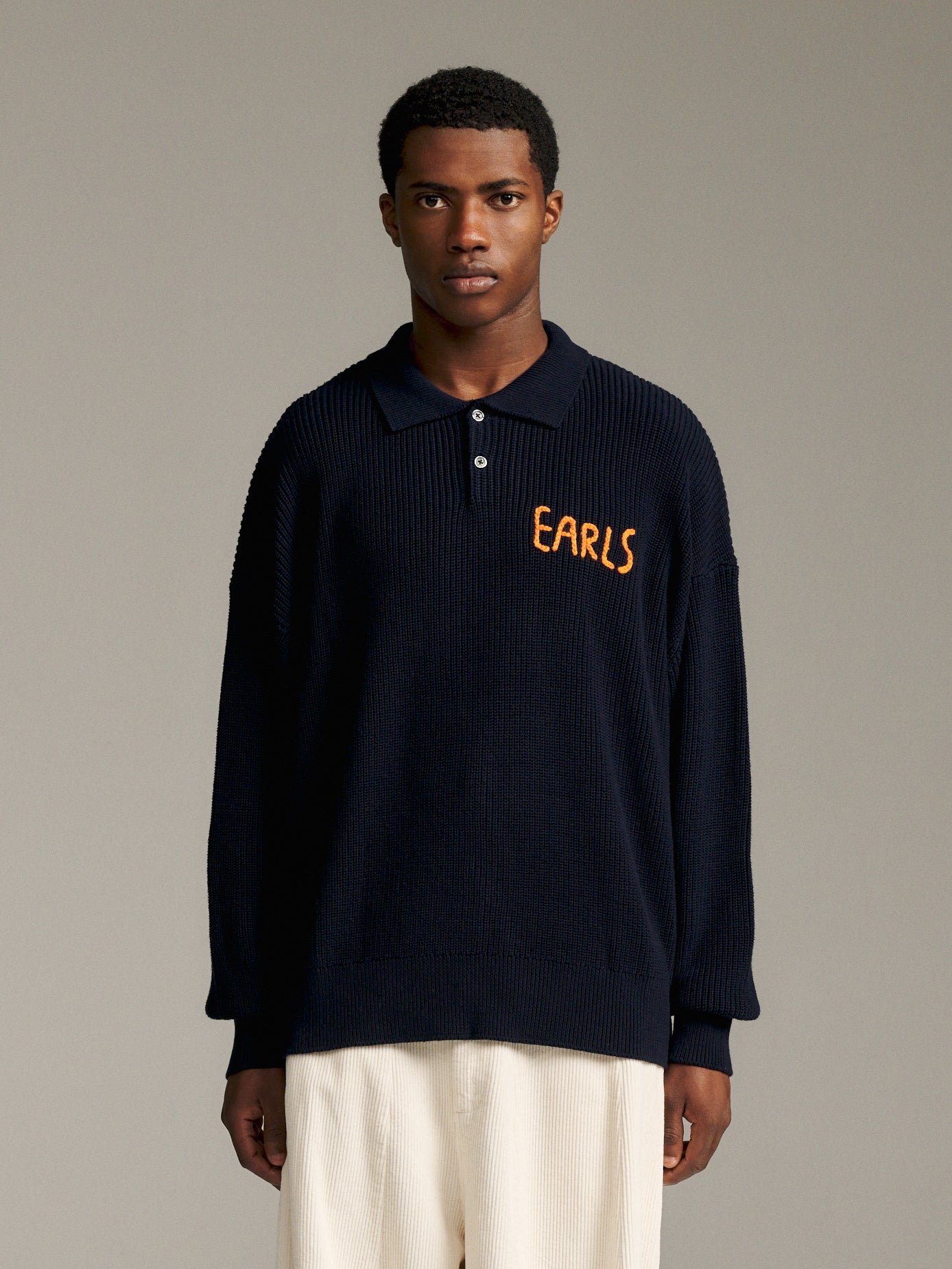 Solid Knit Polo - Navy