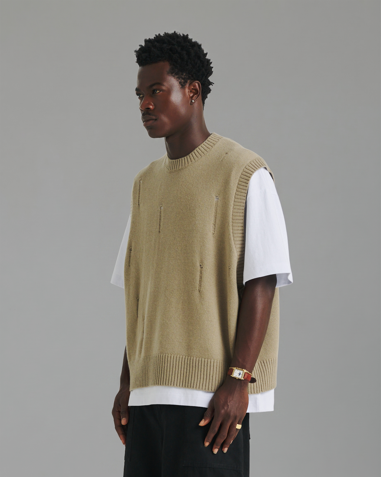 Distressed Knit Tank - Wheat