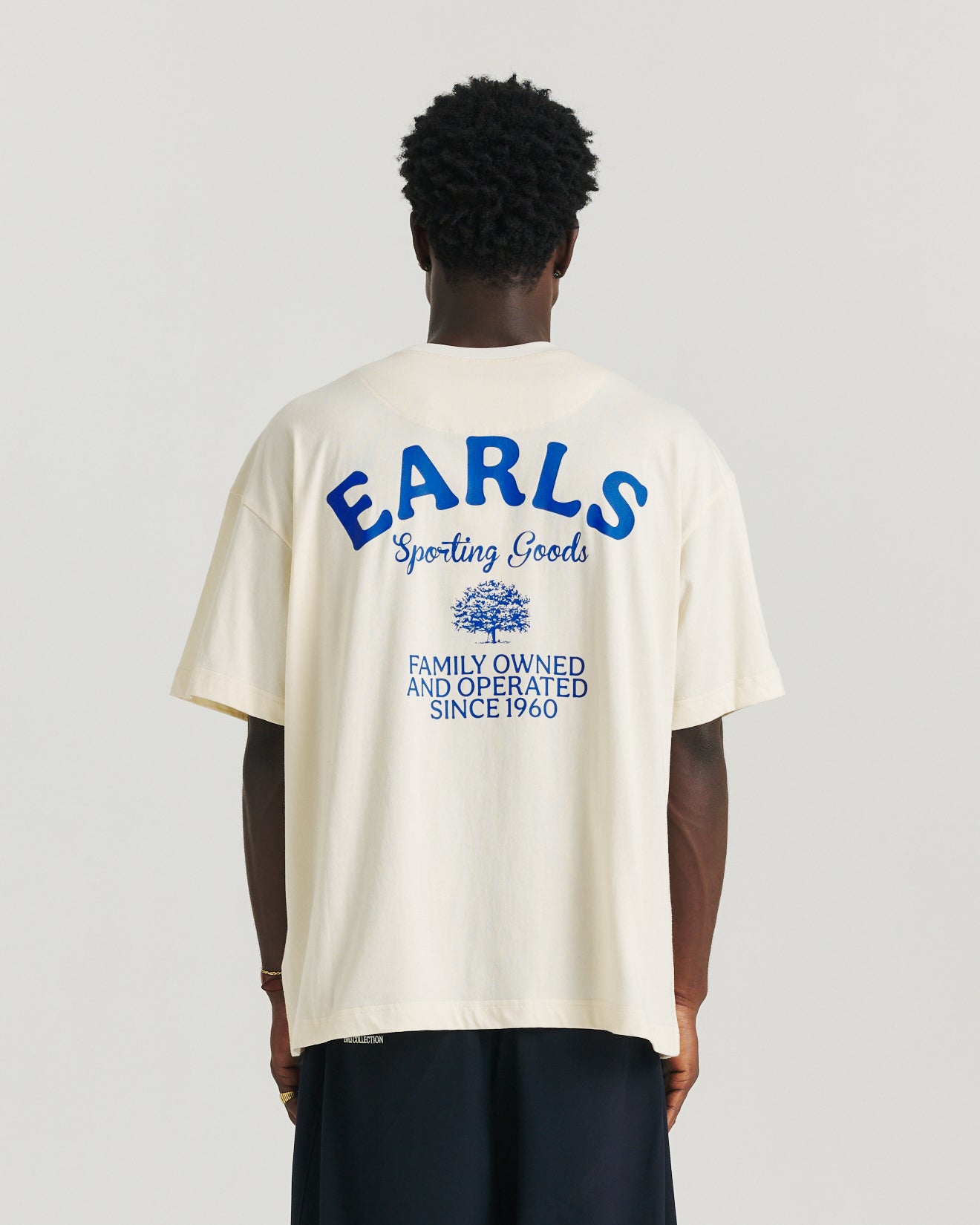 Family Owned Tee - Off White/Blue