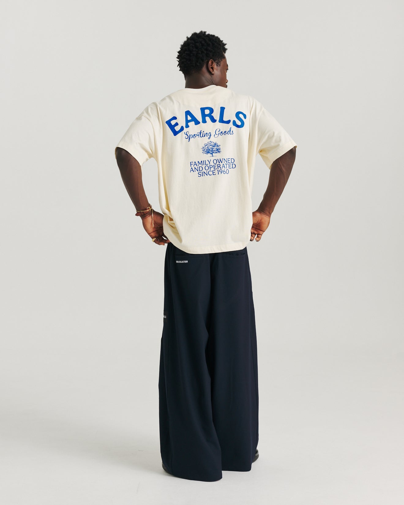 Family Owned Tee - Off White/Blue