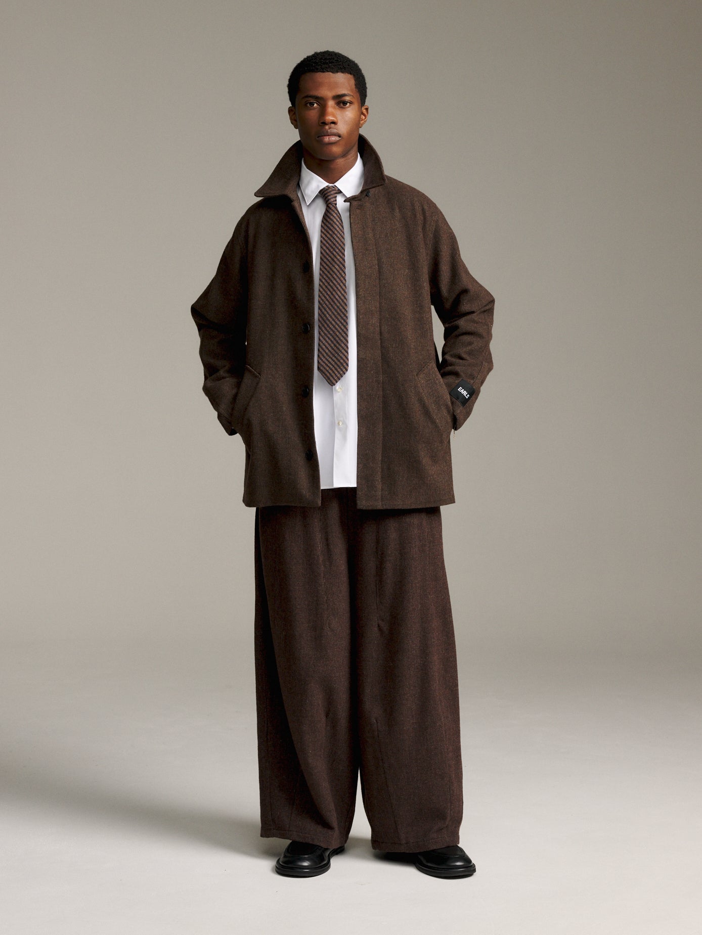 Tweed Relax Pant - Deep Brown