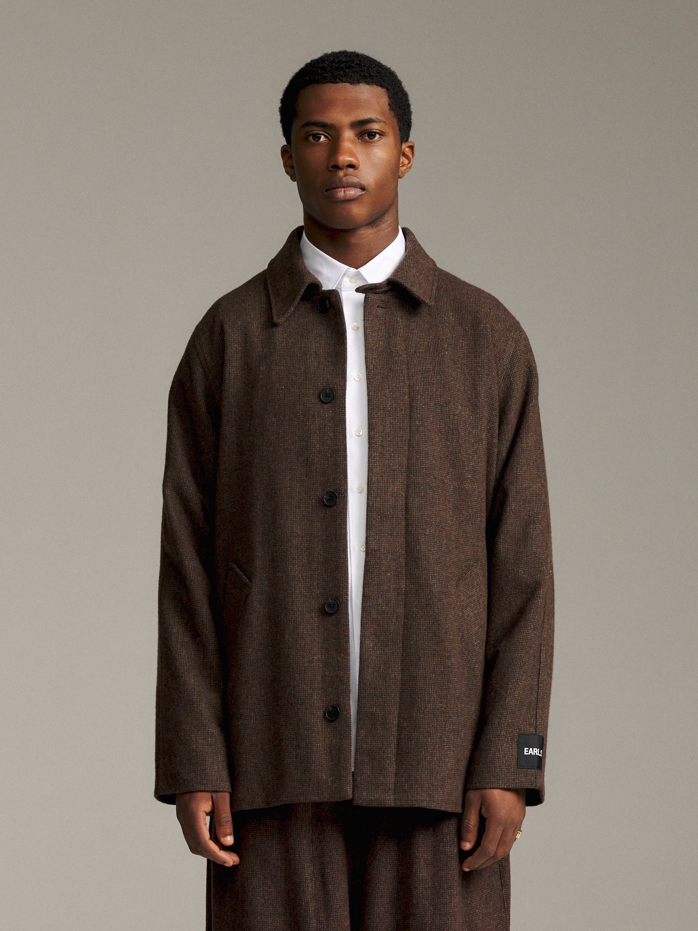 Tweed Overcoat - Deep Brown