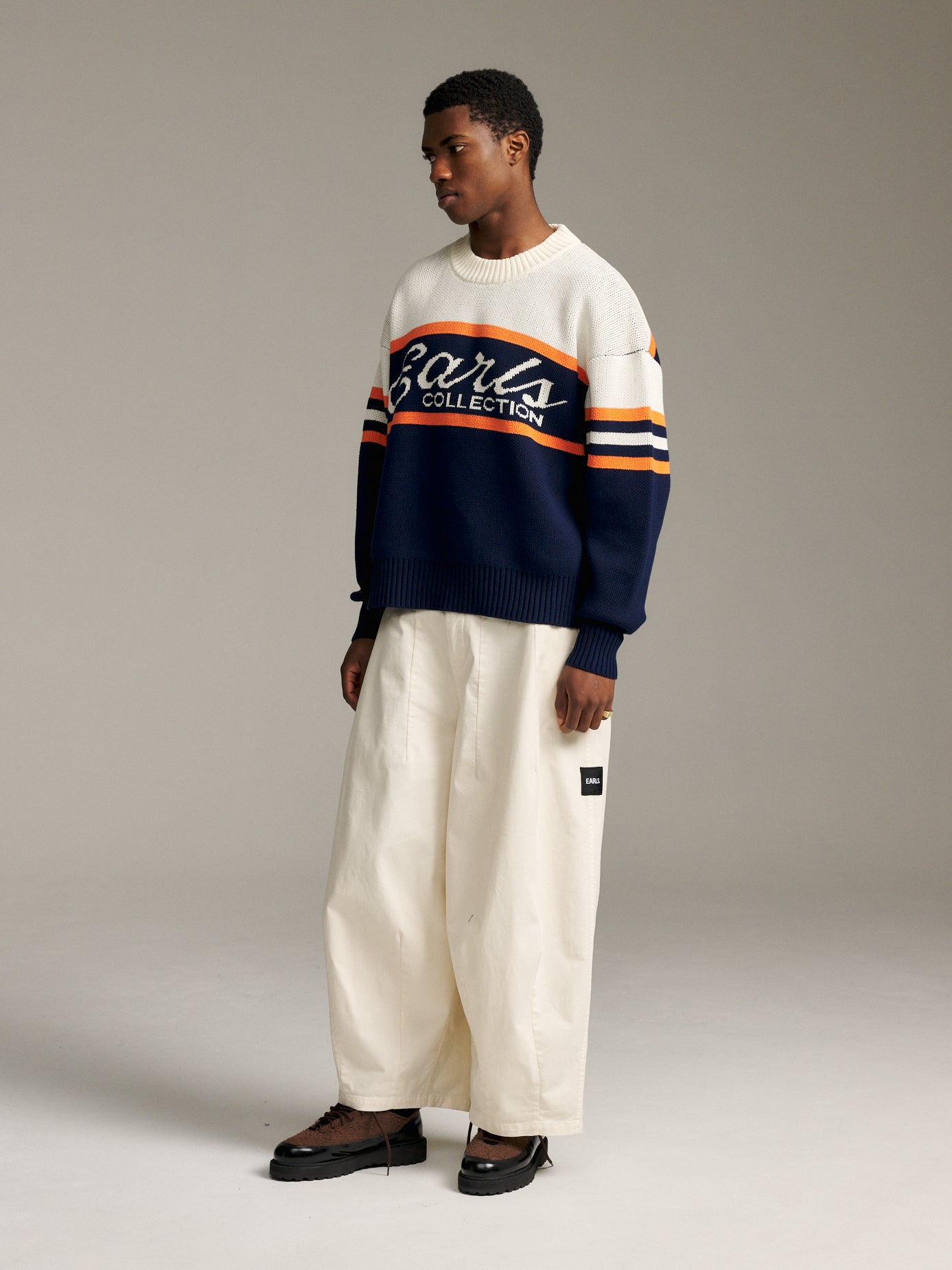 Sideline Intarsia - Navy/Orange