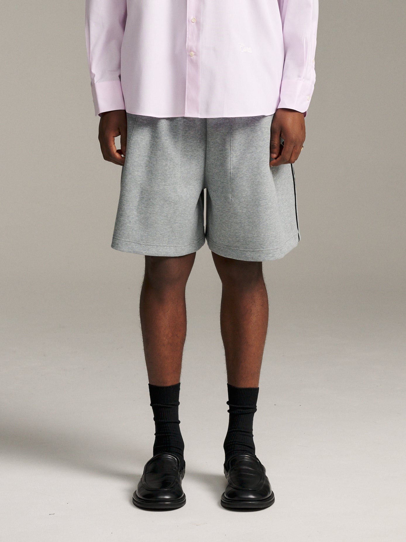Piped Relax Short - Dark Grey Marle