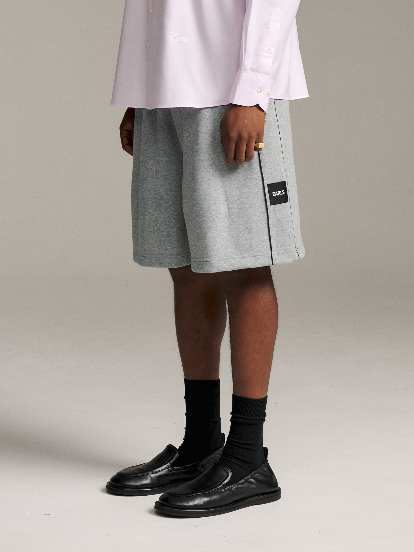 Piped Relax Short - Dark Grey Marle