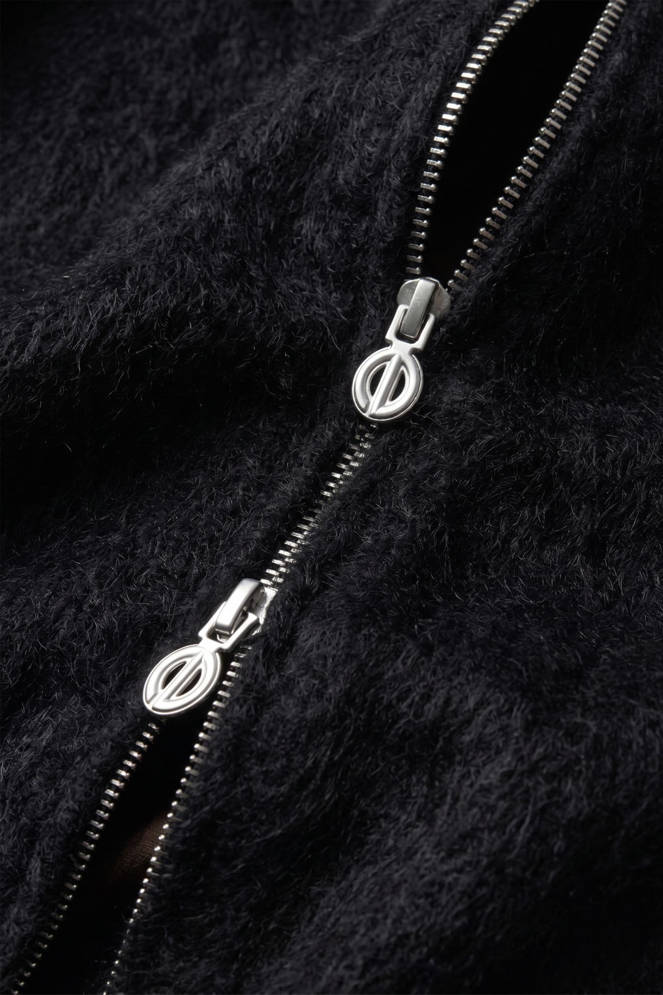 Furry Zip Hood - Black