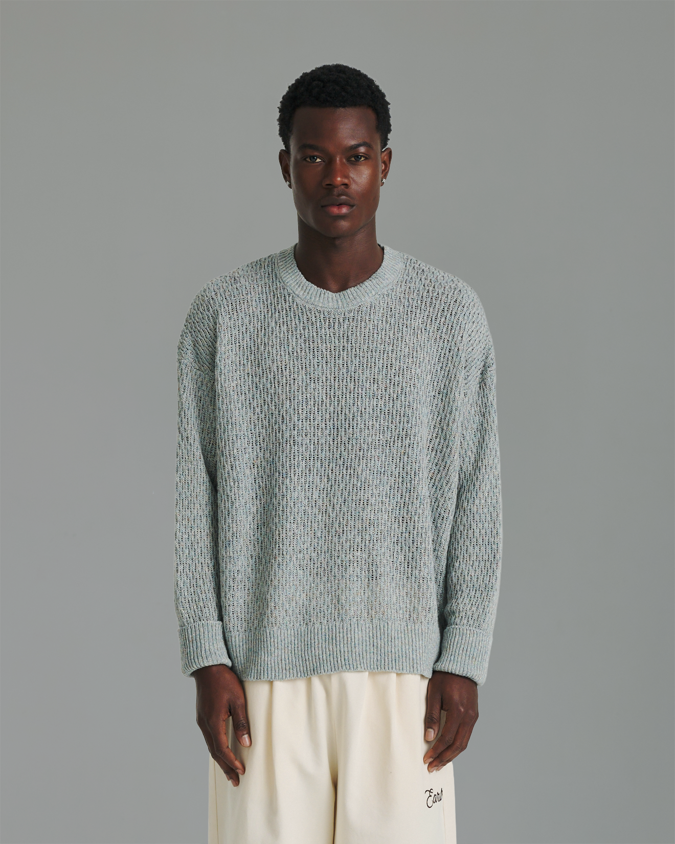Linen Knit Crew - Blue