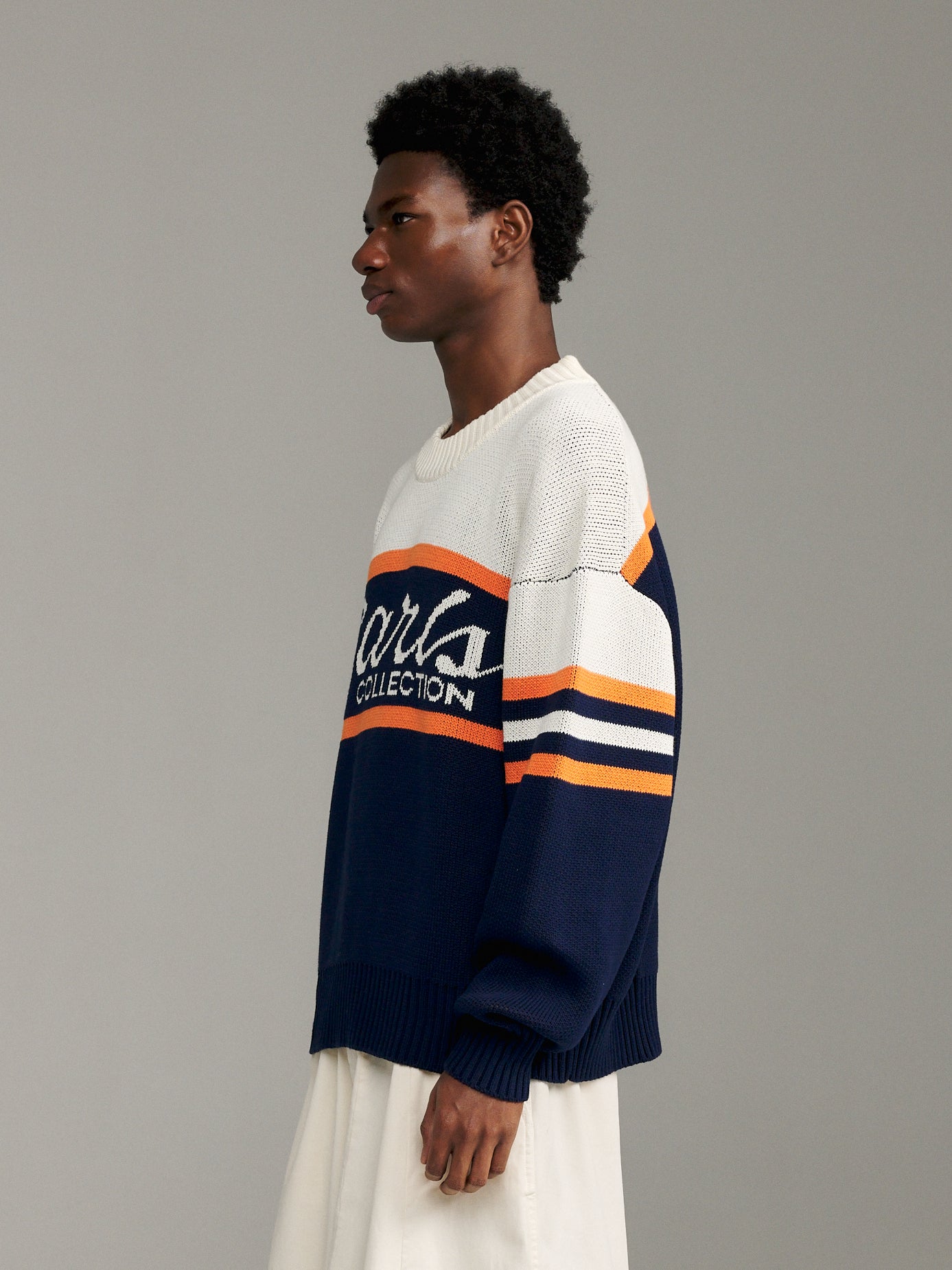 Sideline Intarsia - Navy/Orange