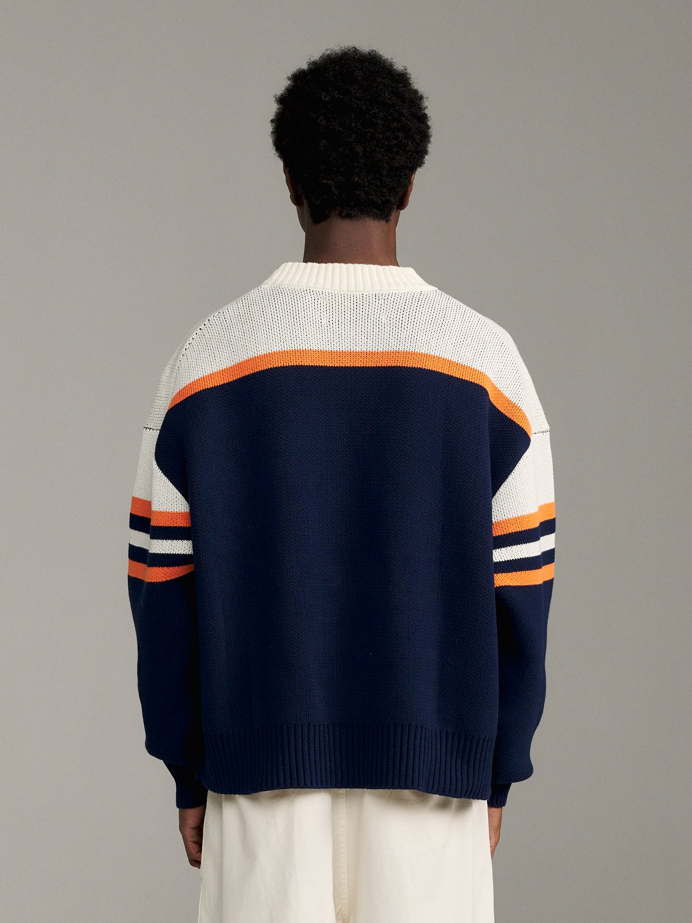 Sideline Intarsia - Navy/Orange