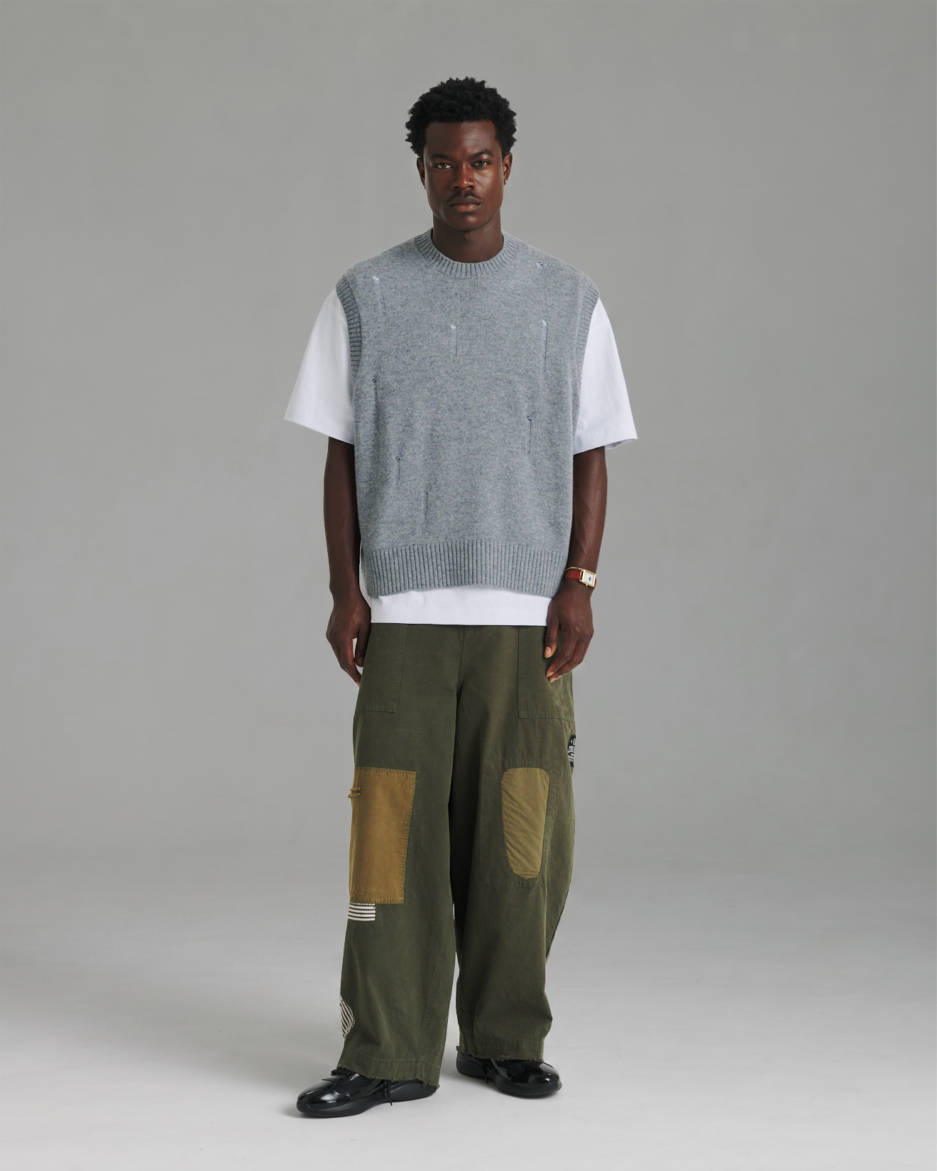 Distressed Knit Tank - Grey Marle